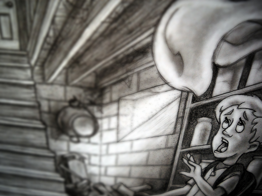 Einar in dark basement, tipping a blanket over himself