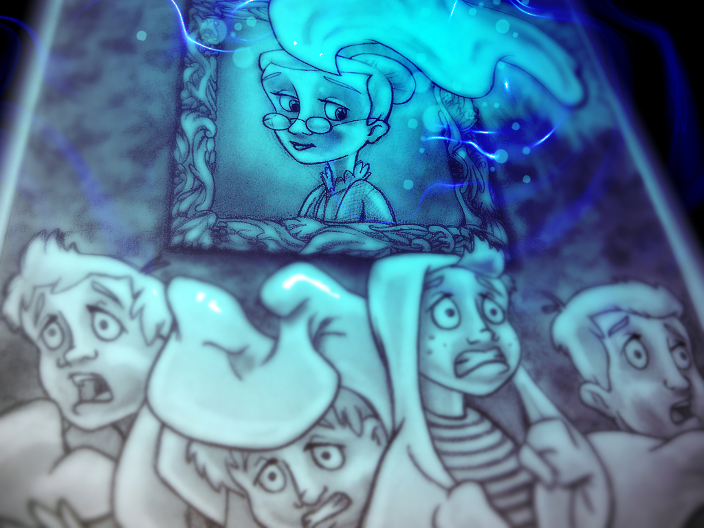 Glowing figure on ceiling