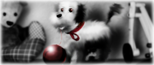 Collectible animated wind-up dog with red ball